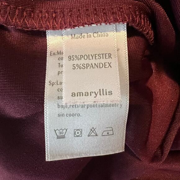 Amaryllis Velvet Rouge Ruched Shoulder Top Wine Burgundy Maroon Red Size S - Picture 4 of 7